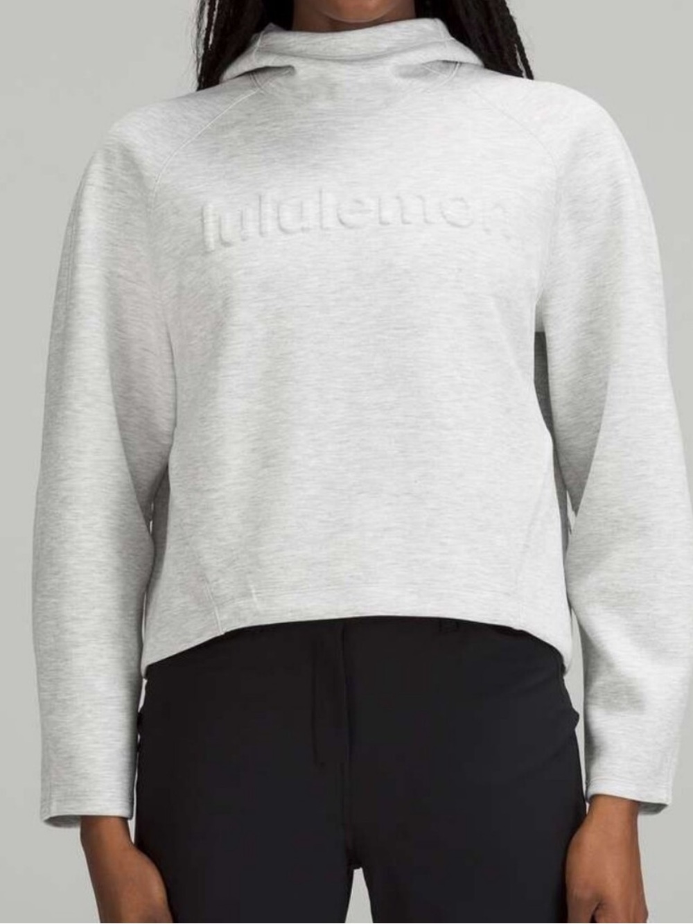 Lululemon AirWrap Hoodie Emboss Wordmark Heathered Core Ultra Light Grey Size 2